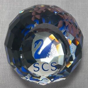 Vintage Swarovski Faceted Crystal with Blue Swan Emblem